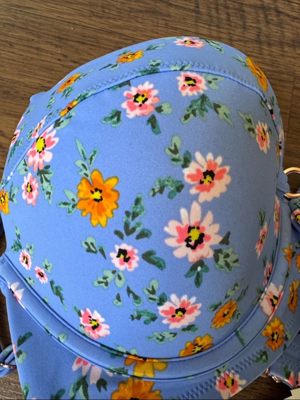 Shade & Shore Women's Light Lift Bikini Top Blue Floral Underwire Size 32DDD - Picture 6 of 6